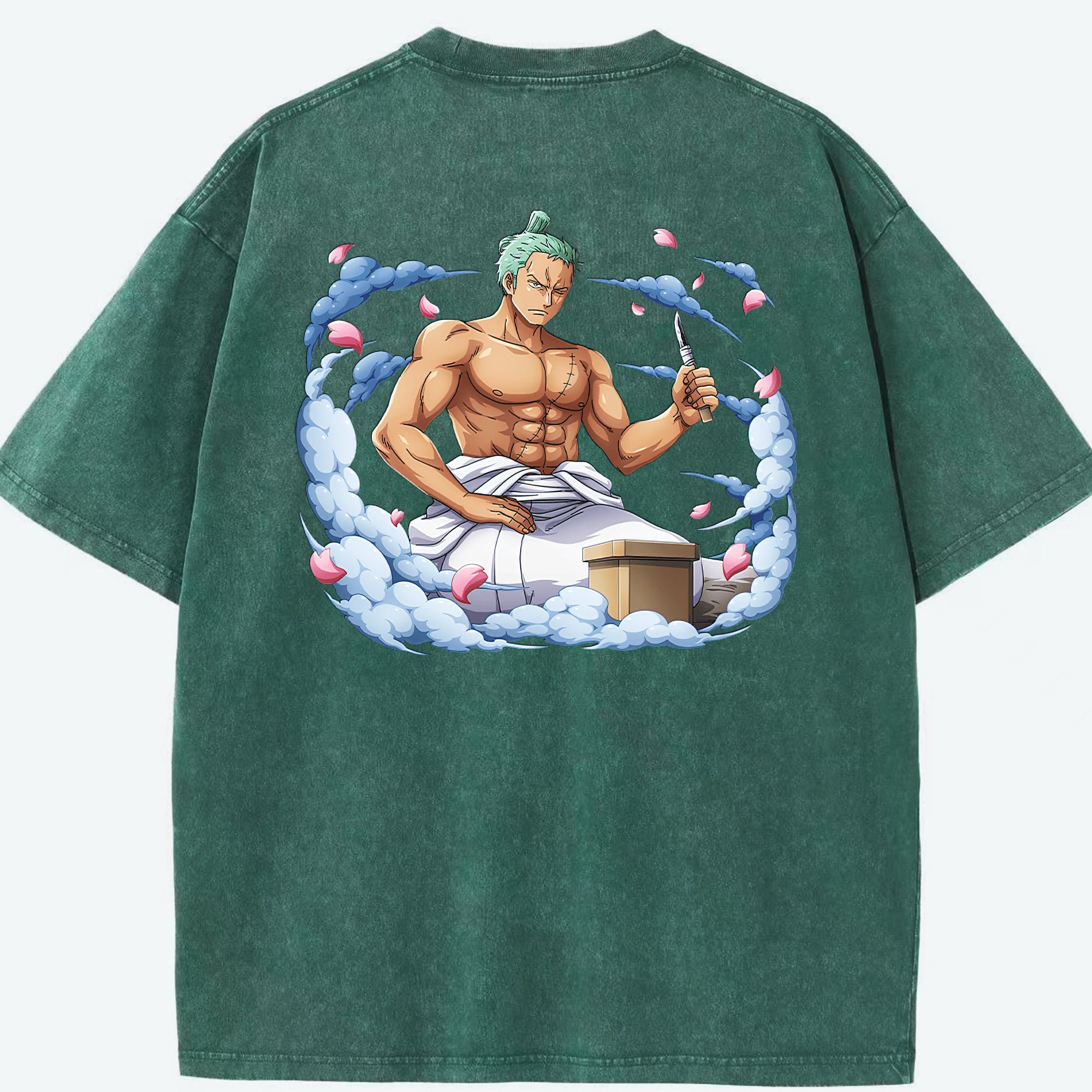 ワンピース ロロノア・ゾロ ONE PIECE Roronoa Zoro 綿100% ヴィンテージ風 半袖Tシャツ（背面プリント）